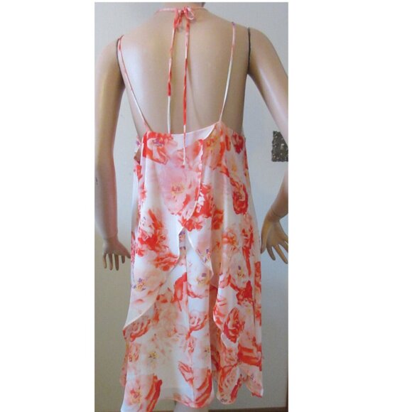 BCBGeneration Fiery Red Multi Ruffle Dress Women's Size Large - Picture 2 of 2